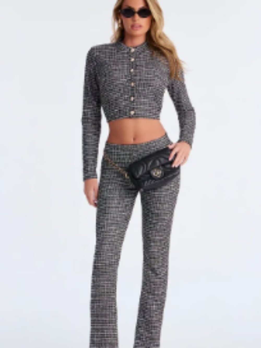 Fashion Nova Tweed Cardigan Pant Set
